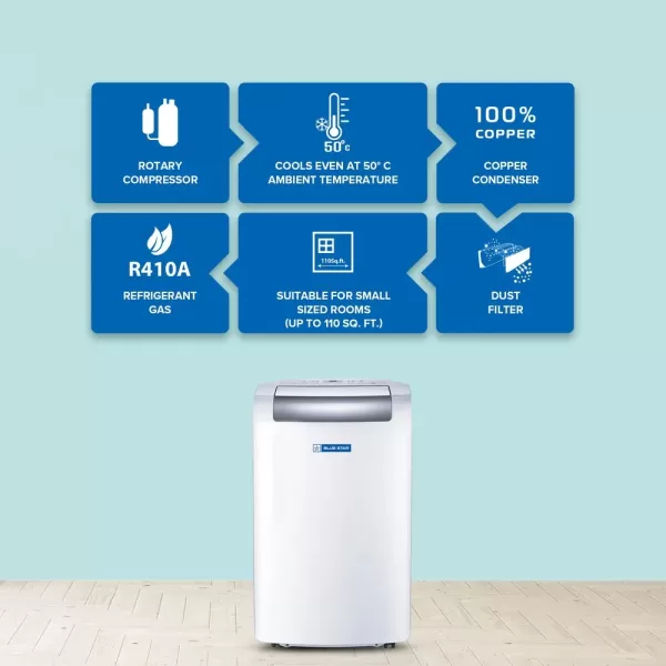 BlueStar PC12DB 1 Ton Fixed Speed Portable AC with Self Diagnostics, White