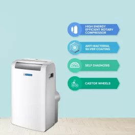 BlueStar PC12DB 1 Ton Fixed Speed Portable AC with Self Diagnostics, White