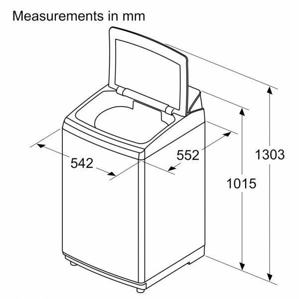 Bosch WOE802B7IN, 8 KG Fully Automatic Top Load Machine with Stainless Steel Drum and Digital Display, Dark Lake