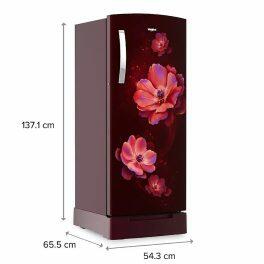 Whirlpool 215 Impro PRM 4S Inv, 192 Litre 4 Star Single Door Refrigerator with Inverter Compressor and Upto 7 Days Garden Freshness, Wine Antellia