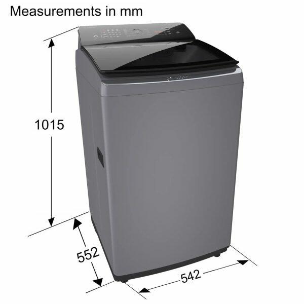 Bosch WOE802D7IN, 8 KG Fully Automatic Top Load Machine with Stainless Steel Drum and Digital Display, Dark Grey