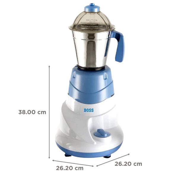 Boss B222, 500 Watt 3 Jar Mixer Grinder with 3 Variable Speed and 18000 RPM, Blue/White