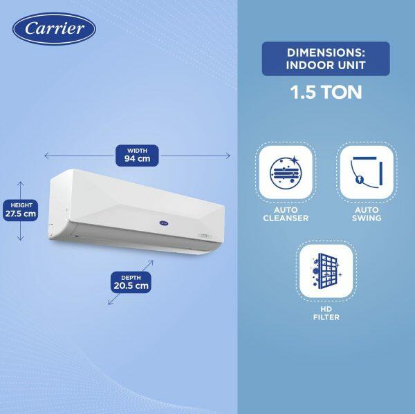 Carrier 12K 5S Xcel Lumo 1 Ton 5 Star Inverter Split AC with Wi-Fi & 6-in-1 Convertible, White