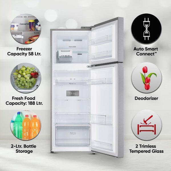 LG 246L 3 Star Double Door Refrigerator (GL-S262SDSX, Dazzle Steel)