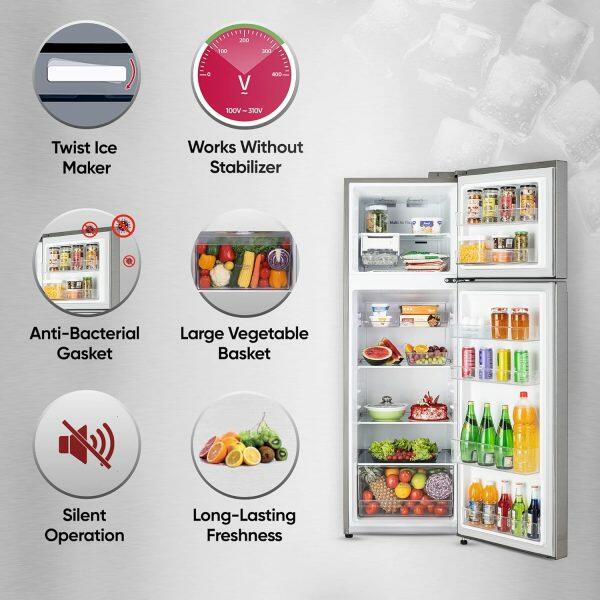 LG 246L 3 Star Double Door Refrigerator (GL-S262SDSX, Dazzle Steel)