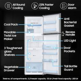 Samsung 256L 3Star Double Door Refrigerator (RT30C3733S8 ,Elegant Inox)
