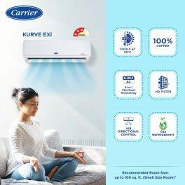 Carrier 18K 3S Kurve, 1.5 Ton 3 Star Inverter Split AC with 6-in-1 Convertible and Copper Compressor, White