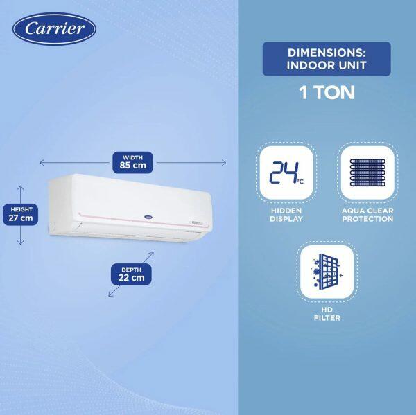 Carrier 18K 3S Kurve, 1.5 Ton 3 Star Inverter Split AC with 6-in-1 Convertible and Copper Compressor, White