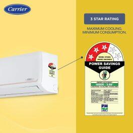 Carrier 18K 3S Kurve, 1.5 Ton 3 Star Inverter Split AC with 6-in-1 Convertible and Copper Compressor, White