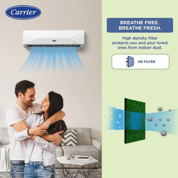 Carrier 12K 5S Xcel Lumo 1 Ton 5 Star Inverter Split AC with Wi-Fi & 6-in-1 Convertible, White