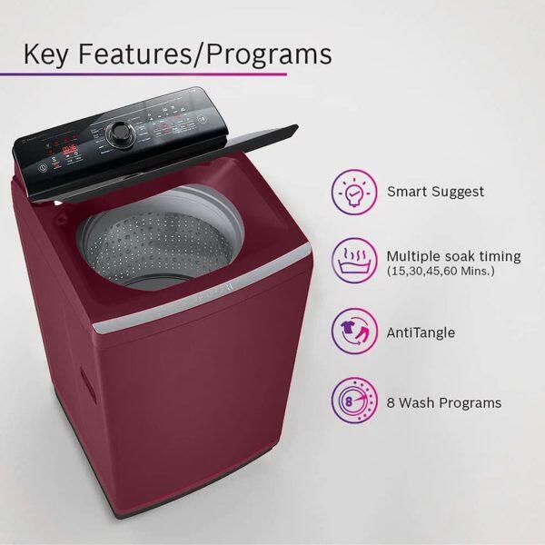Bosch 10 KG Fully Automatic Topload (WOI104MOIN, Maroon)