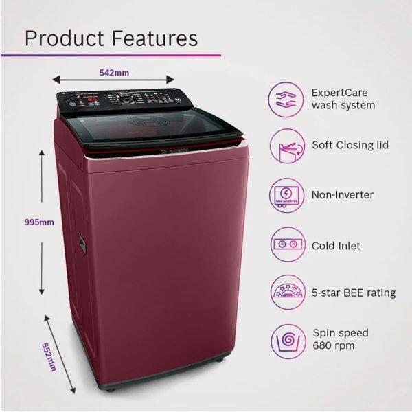 Bosch 10 KG Fully Automatic Topload (WOI104MOIN, Maroon)