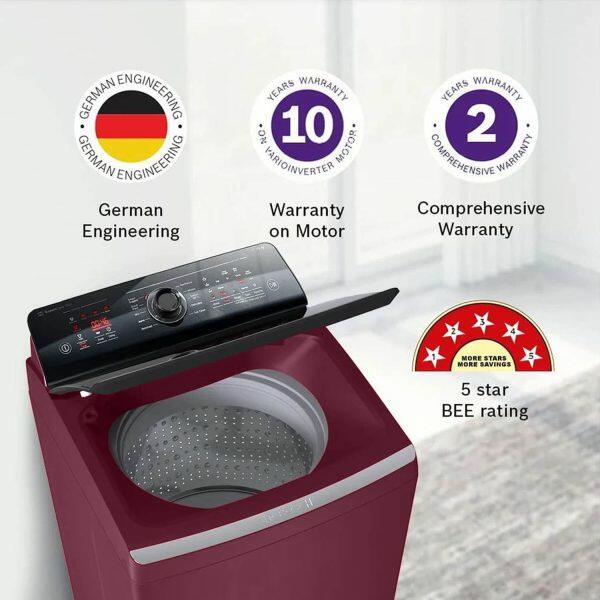 Bosch 10 KG Fully Automatic Topload (WOI104MOIN, Maroon)