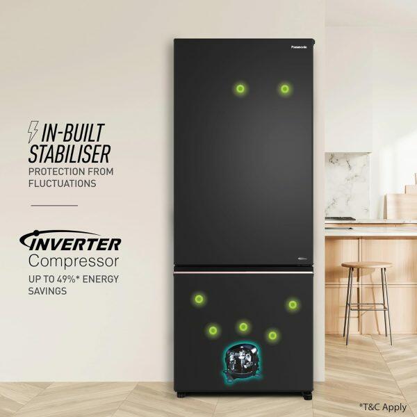 Panasonic 357L 2Star Bottom Mount Refrigerator (NR-BK418BQKN,Diamond Black)