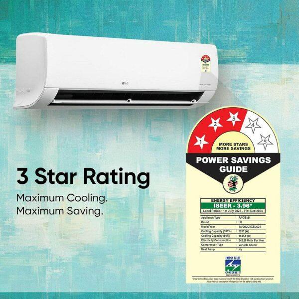 LG TS-Q12BNXE 1 Ton 3 Star Inverter Split AC with 6-in-1 Convertible, White