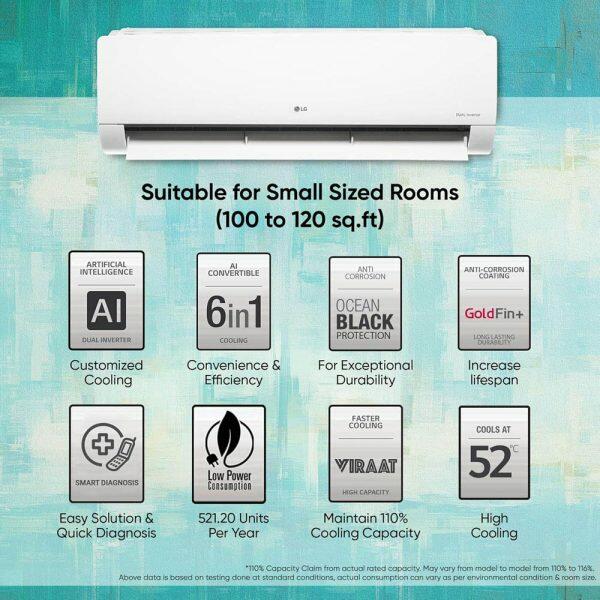 LG TS-Q12BNXE 1 Ton 3 Star Inverter Split AC with 6-in-1 Convertible, White