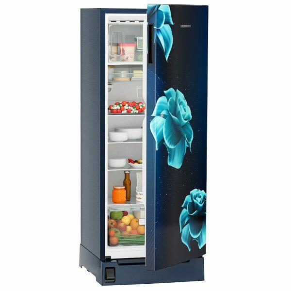 Liebherr DFPiDC 2221, 222 L in 3 star Pure Single-door refrigerator with iCoolTouch UI,Handsfree, Foot Pedal, Base Drawer, 20 Years Warranty on Compressor, Blue Divine