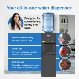 Voltas Pearl RB, Water Dispenser with 20 Litre Refrigerator with 3 Tap Cold, Hot and Normal, Black