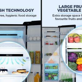 Haier 602 Litre Side By Side Refrigerator, Black Steel (HRS-682KS)