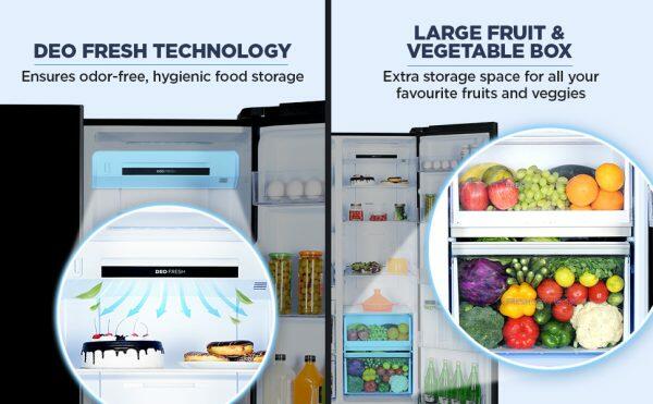 Haier 602 Litre Side By Side Refrigerator, Black Steel (HRS-682KS)