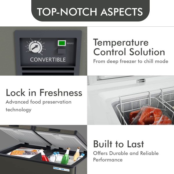 Voltas CVF320 Hard Top Convertible Deep Freezer with 4 Star, Grey