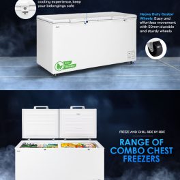 Haier HFC-385CM5, 385 Litre Combo Chest Freezer with Dual Condensor and Two Seperate Compartment with Upto 40% Energy Saving, White