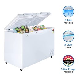 Haier HFC-500DM5 Double Door Convertible Deep Freezer with 5 Star Rating, White
