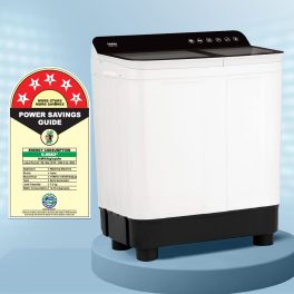 Haier HTW85-178BK, 8.5 KG Semi Automatic Machine with Softfall Close Door and Vortex Pulsator, Black