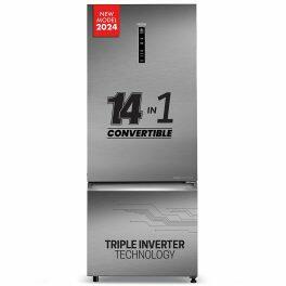 Haier HRB-4952BIS, 425 Litre 2 Star Bottom Mount Refrigerator with Triple Inverter, Dual Fan and 14-in-1 Convertible, Inox Steel