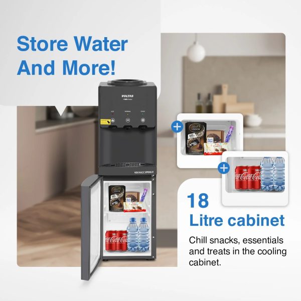 Voltas Pearl RB, Water Dispenser with 20 Litre Refrigerator with 3 Tap Cold, Hot and Normal, Black