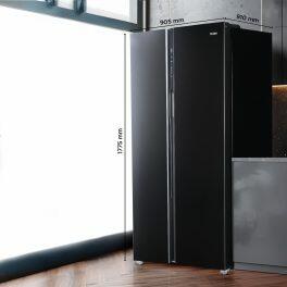 Haier 602 Litre Side By Side Refrigerator, Black Steel (HRS-682KS)
