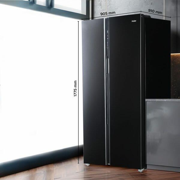 Haier 602 Litre Side By Side Refrigerator, Black Steel (HRS-682KS)