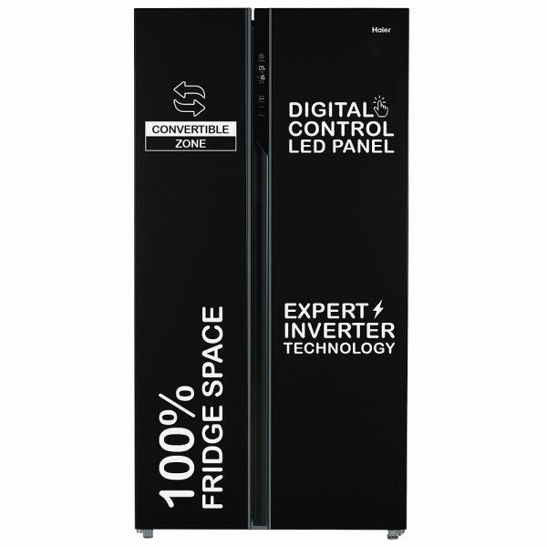 Haier 602 Litre Side By Side Refrigerator, Black Steel (HRS-682KS)
