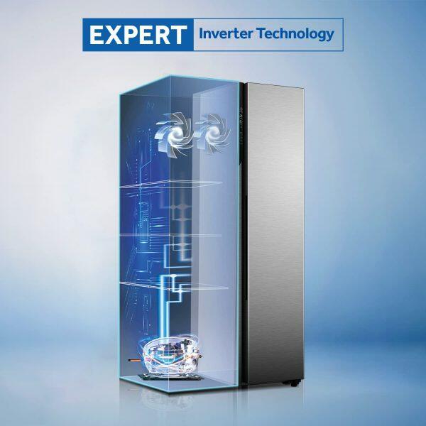 Haier 602 Litre Side by Side Refrigerator, Shiny Steel (HRS-682SS)