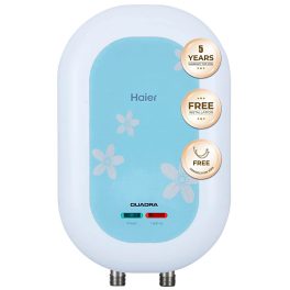 Haier EI3V-C1, 3 L 5 Star Instant Water Heater, 3 KW Water Geyser for Home No Weld Glass lined Tank, ABS Body, Indicating Light Advanced Multi-Layered Safety, High Rise Compatible, White-Blue
