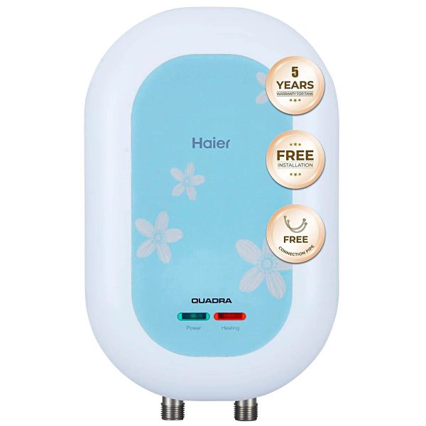 Haier EI3V-C1, 3 L 5 Star Instant Water Heater, 3 KW Water Geyser for Home No Weld Glass lined Tank, ABS Body, Indicating Light Advanced Multi-Layered Safety, High Rise Compatible, White-Blue