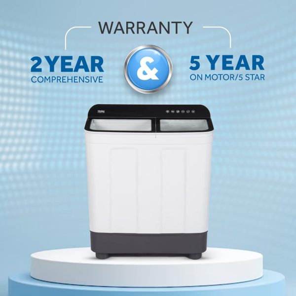 Haier HTW85-178BK, 8.5 KG Semi Automatic Machine with Softfall Close Door and Vortex Pulsator, Black