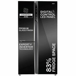 Haier 598 Litre Triple Door Side by Side Refrigerator, Black Glass (HRT-683KG)