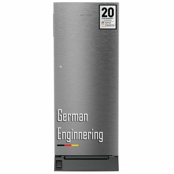 Liebherr DFPSIC 2221, 222L 3 Star Inverter,Direct Cool, Handsfree Open with Foot Pedal base drawer, Single Door Refrigerator,20 Yrs Warranty on Compressor, Silver Steel