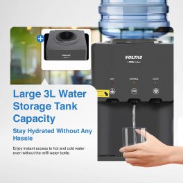 Voltas Pearl RB, Water Dispenser with 20 Litre Refrigerator with 3 Tap Cold, Hot and Normal, Black