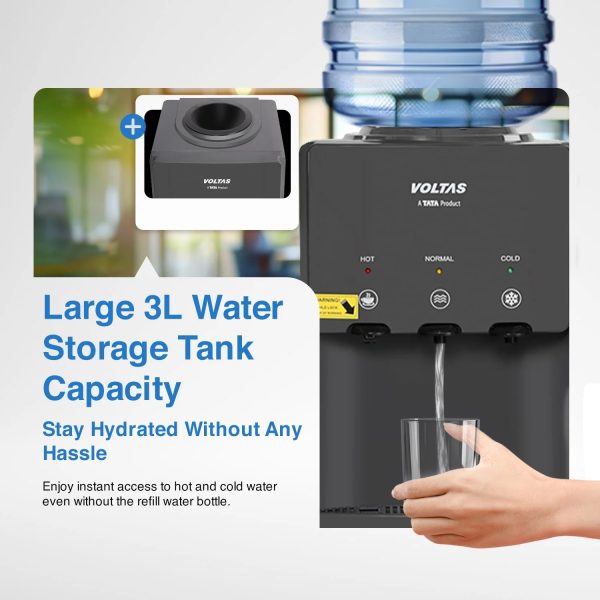 Voltas Pearl RB, Water Dispenser with 20 Litre Refrigerator with 3 Tap Cold, Hot and Normal, Black
