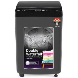 Voltas Beko WTL6504UEA, 6.5 KG Fully Automatic Top Load Machine with Double Waterfall and Toughened Glass, Dark Grey