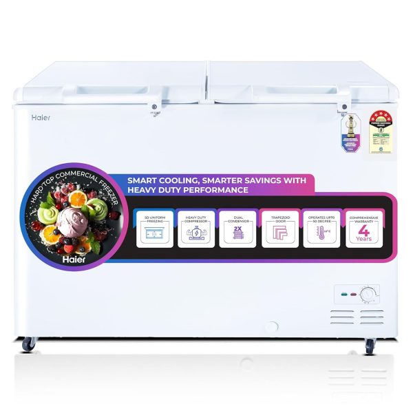Haier HFC-400DM5 383 Litre Convertible Double Door Deep Freezer with 5 Star, White