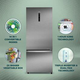 Haier 445 Litre 2 Star Bottom Mount Refrigerator, Inox Steel (HRB-4952BIS)