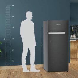 Liebherr DNBBSC 2211, 222L 3 Star Inverter, Direct Cool, Bar Handle, Single Door Refrigerator, 20 Years Warranty on Compressor with Humidity Controller, Black Steel