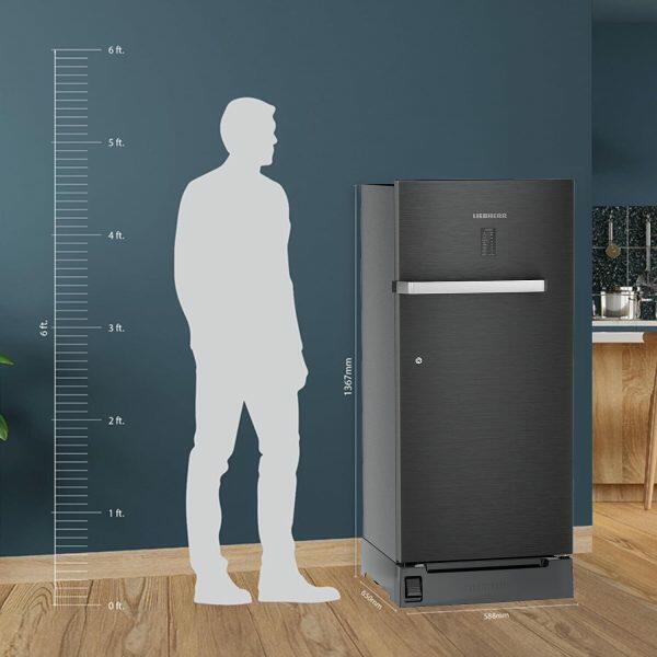 Liebherr DFBBSD 1925, 191L 4 Star Pure Single-door refrigerator with iCoolTouch UI, Foot Pedal, Base Drawer, 20 Years Warranty on Compressor, Black Steel