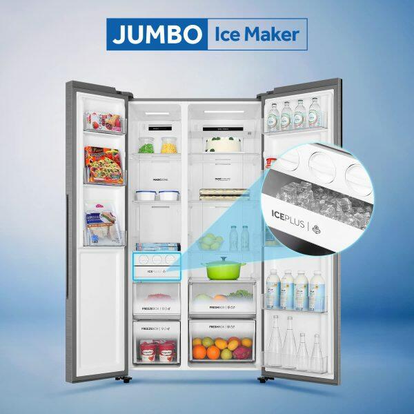 Haier 602 Litre Side by Side Refrigerator, Shiny Steel (HRS-682SS)