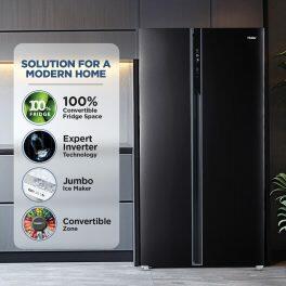 Haier 602 Litre Side By Side Refrigerator, Black Steel (HRS-682KS)