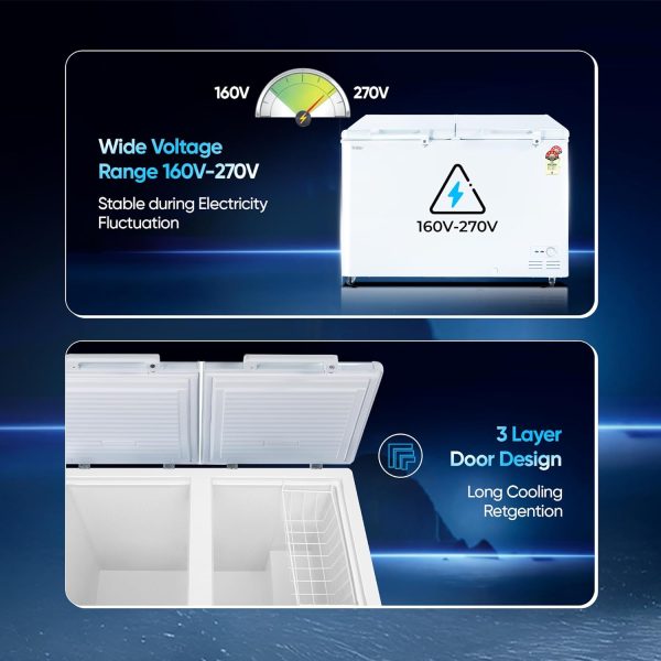 Haier HFC-400DM5 383 Litre Convertible Double Door Deep Freezer with 5 Star, White