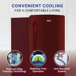 Haier 175 Litre 2 Star Single Door Refrigerator, Burgundy Red (HRD1962BBR)